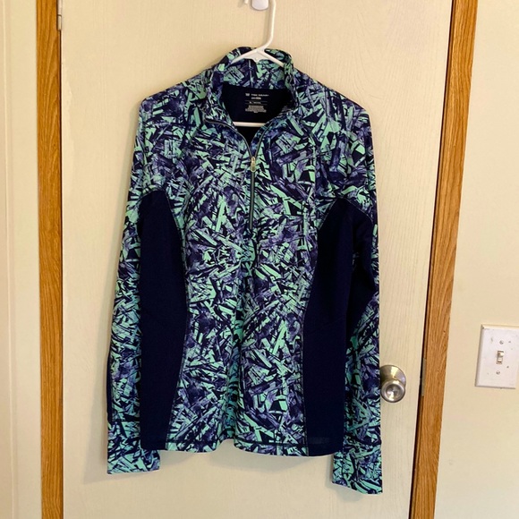 tek gear Tops - Tek Gear Dry Tek Quarter Zip with Thumb Holes Navy, Mint (XL)
